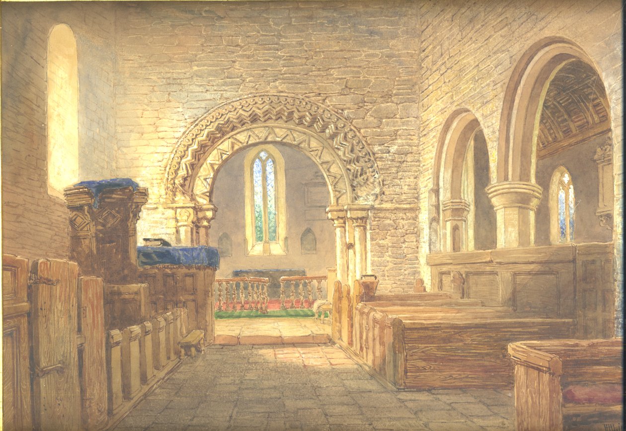 Interno della navata della Chiesa di San Martino, Holt, Worcestershire, guardando a est verso il presbiterio da Henry Harris Lines