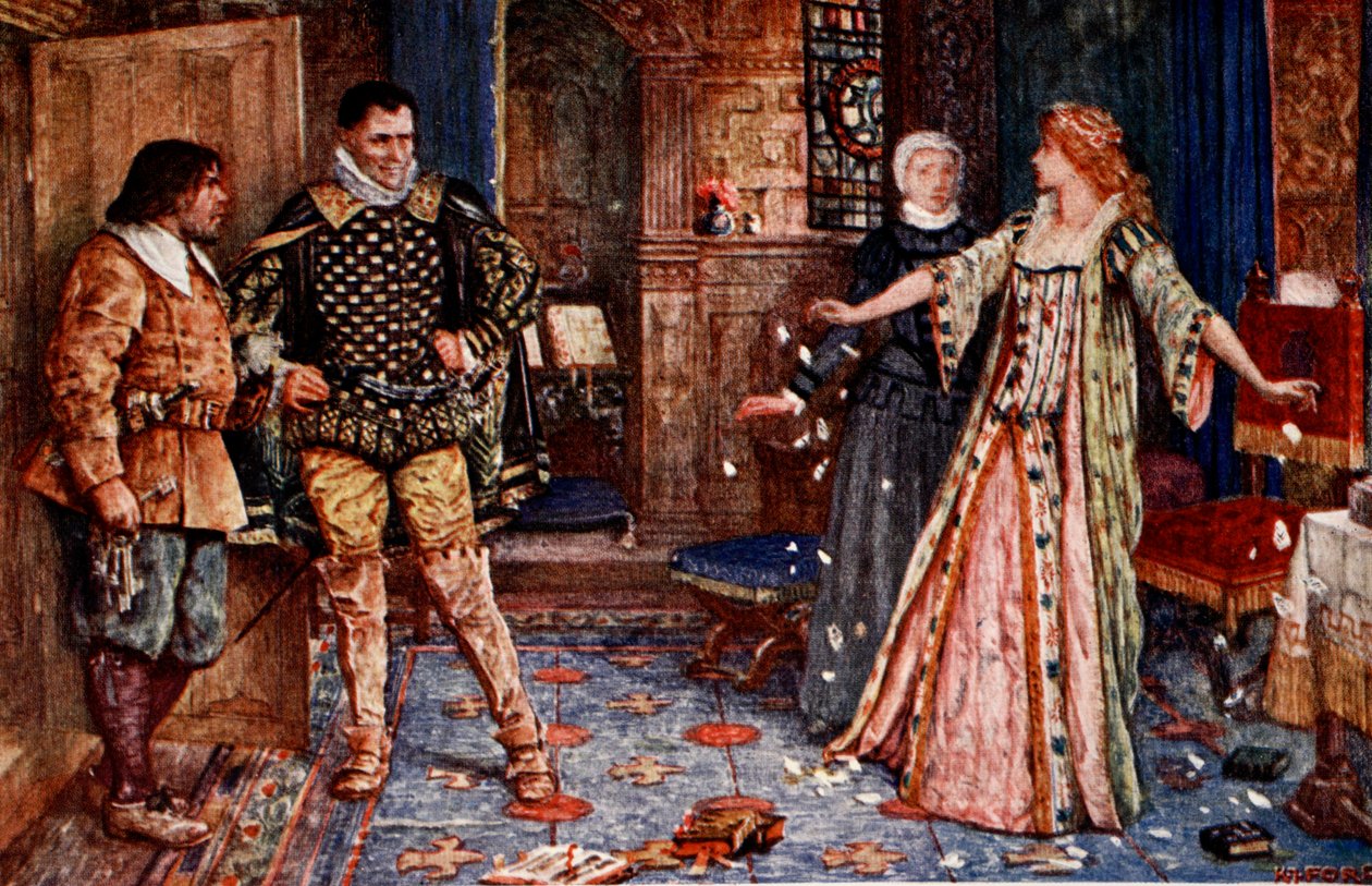 Elisabetta strappa la lettera di Dudley, illustrazione da 
