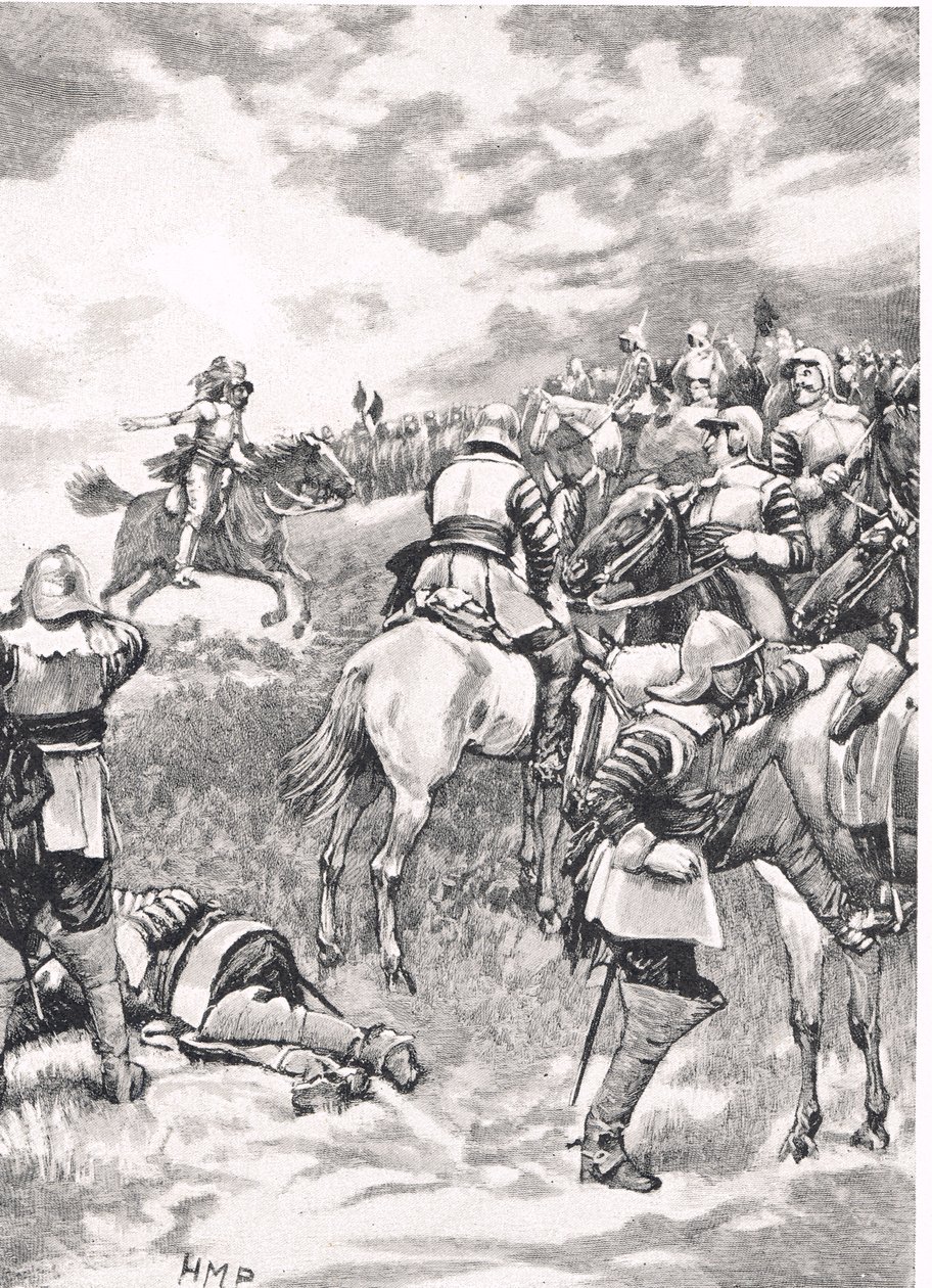 Carlo I alla Battaglia di Naseby, 14 giugno 1645, illustrazione da 