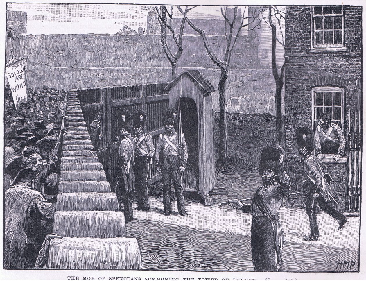 La folla degli spenceani che convoca la Torre di Londra AD 1816 da Henry Marriott Paget