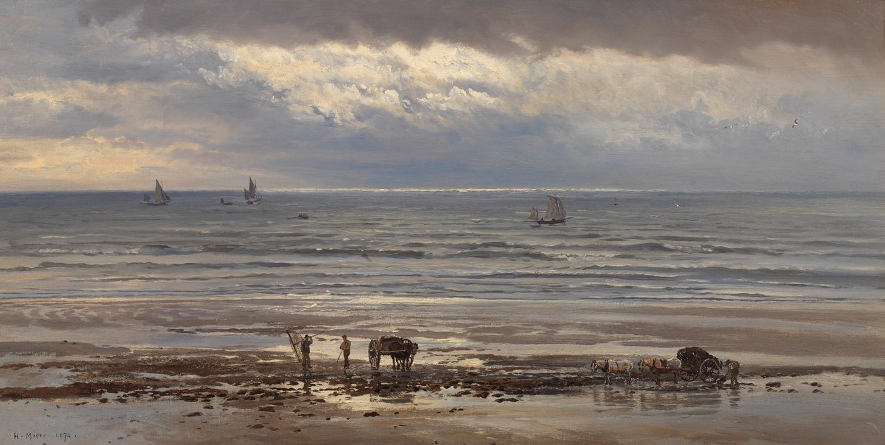 Raccoglitori di Alghe - Una Mattina Grigia, 1874 da Henry Moore