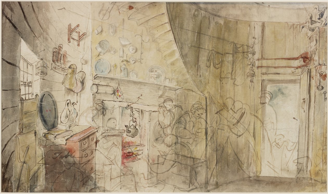 Interno di un Faro, Isole Farne (matita e acquerello su carta) da Henry Perlee Parker