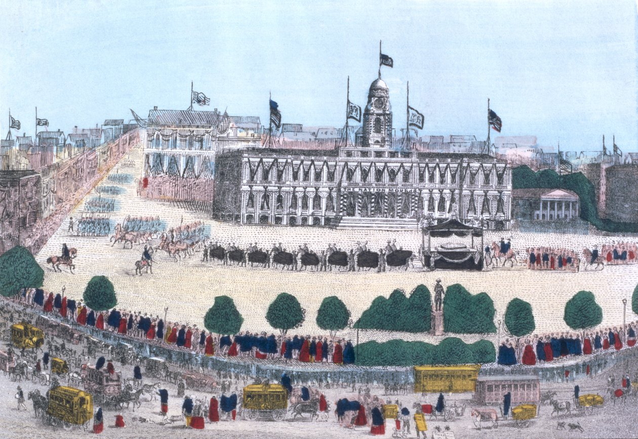 Processione funebre in memoria del presidente Abraham Lincoln, pub. da Charles Magnus, 1865 da Henry R. Robinson