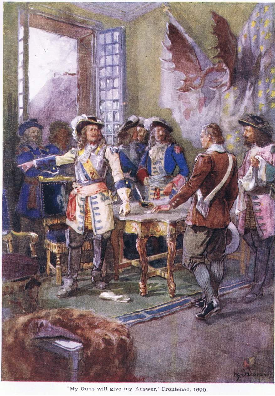 Il mio fucile darà la mia risposta Frontenac, 1690, c.1920 da Henry Sandham