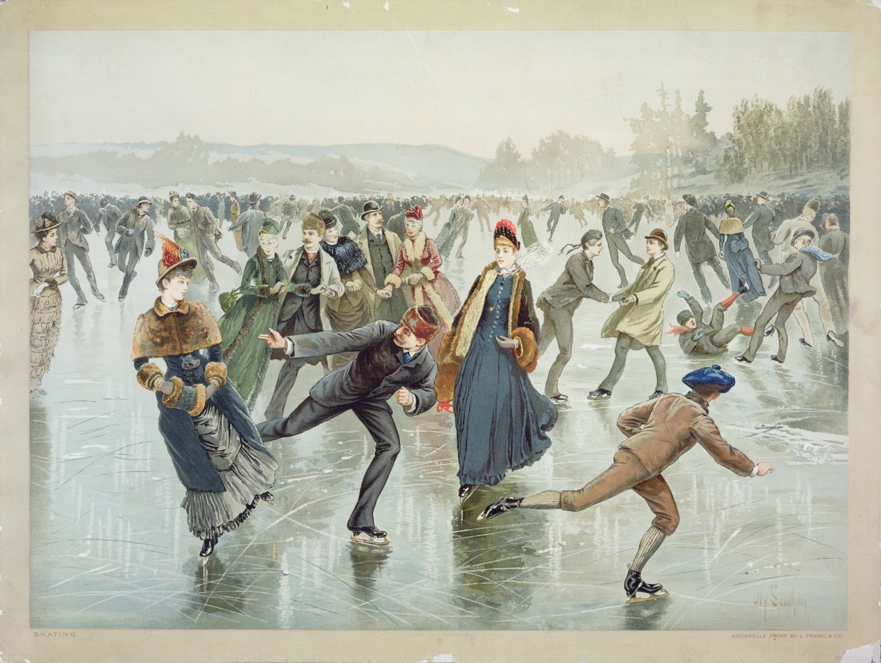 Pattinaggio, pubblicato da L. Prang and Co. da Henry Sandham