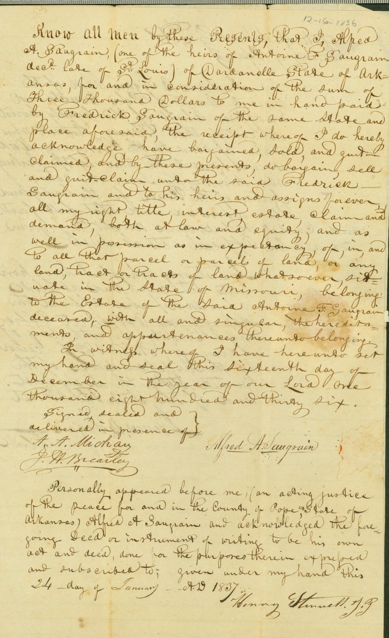 Alfred ha venduto il terreno a suo fratello Frederick per $3,000 da Henry Stinwell