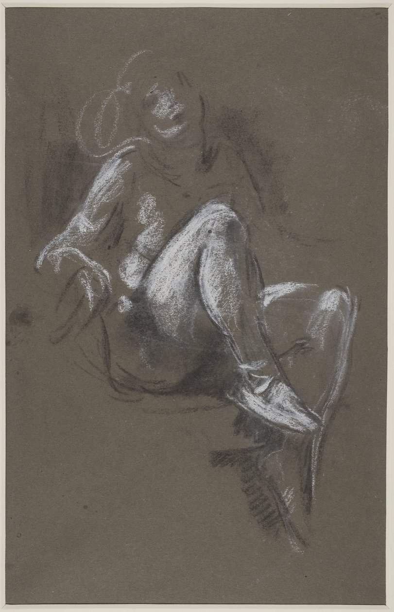 Ragazza nuda seduta con scarpe da ballo da Henry Tonks