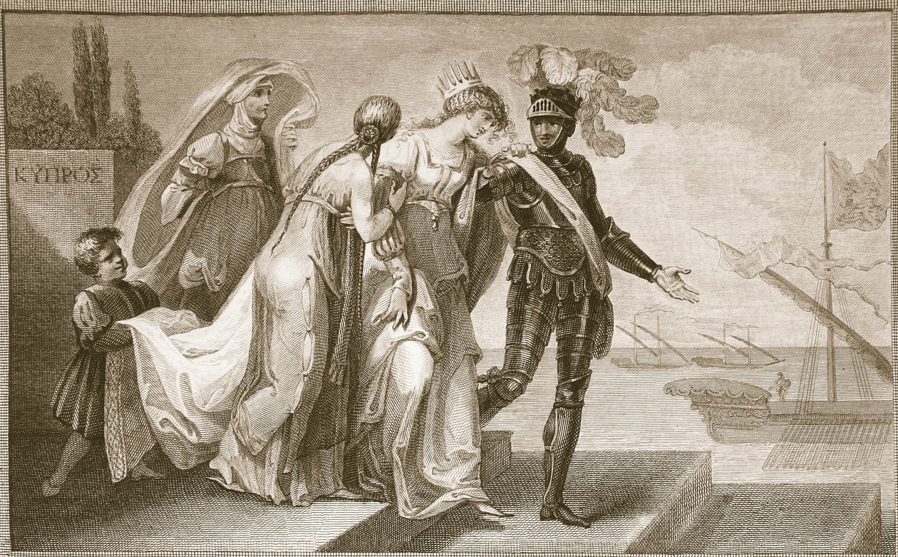Riccardo I lascia Cipro, inciso da J. Fittler, illustrazione da 