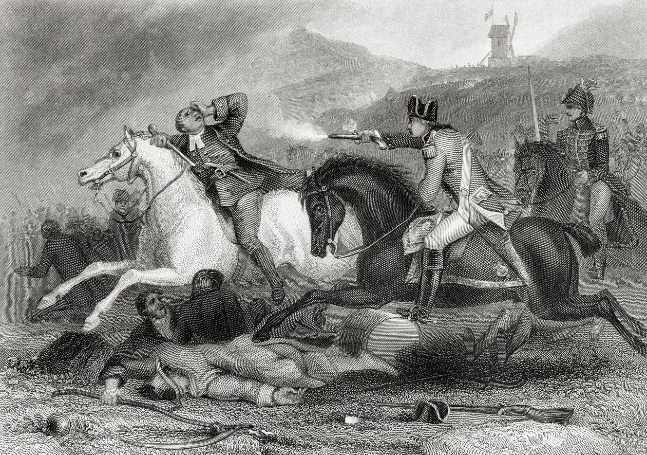 Il leader ribelle Padre Clinch viene colpito nella Battaglia di Vinegar Hill, Enniscorthy, Contea di Wexford, Irlanda nel 1798, da 