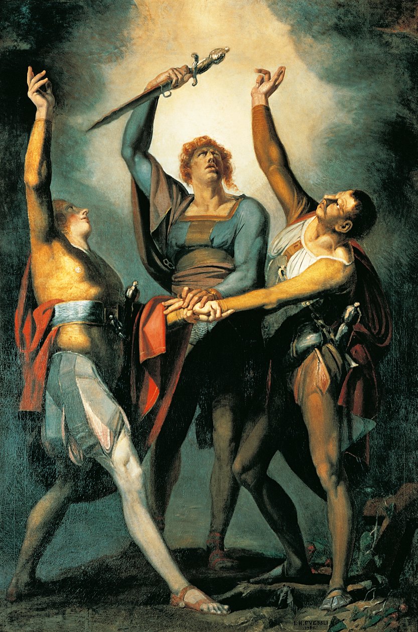I tre confederati durante il giuramento del Rütli da Johann Heinrich Füssli