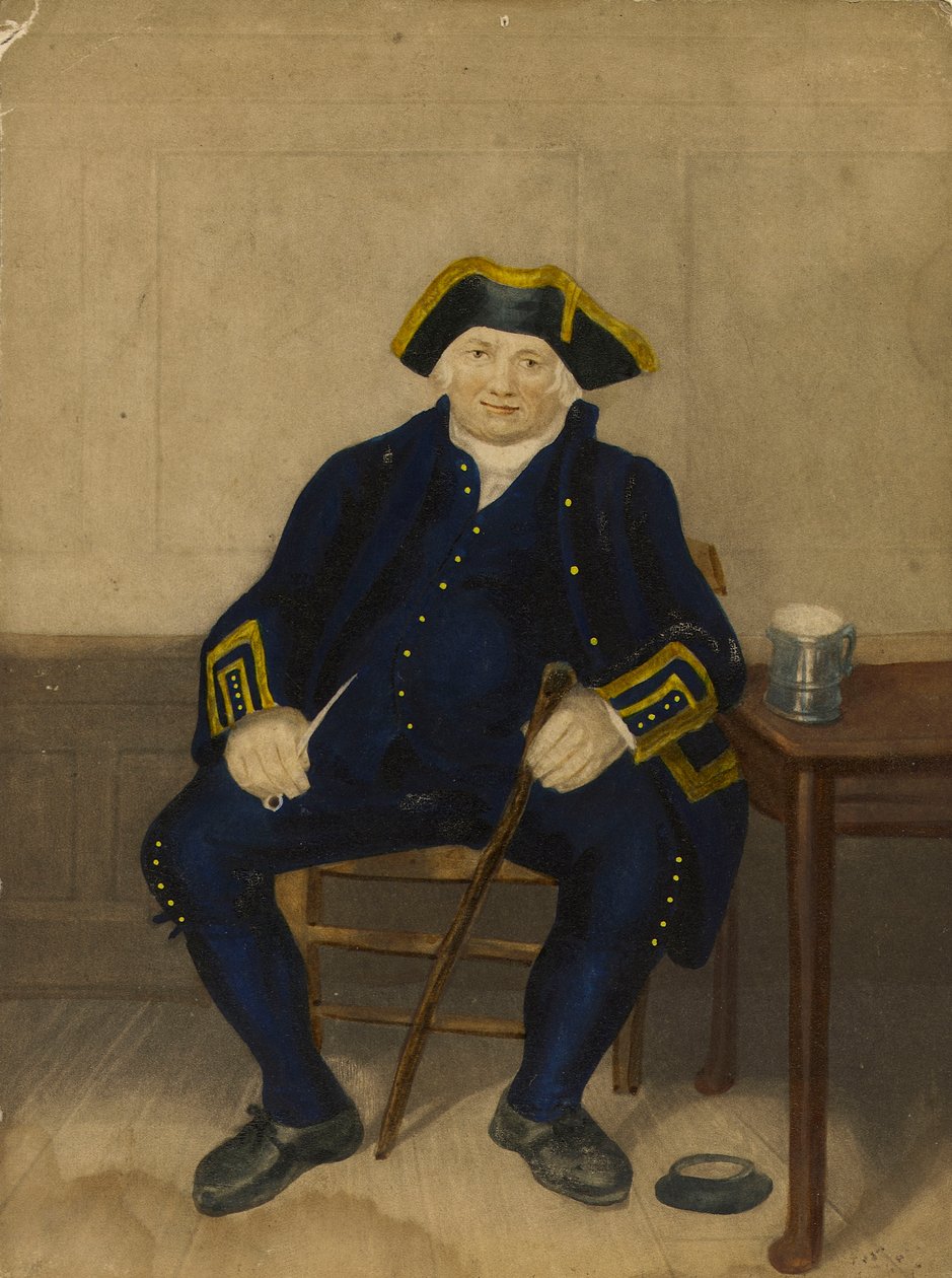 Ritratto di un pensionato di Greenwich, seduto con pipa di argilla e boccale da Henry (after) Dawe