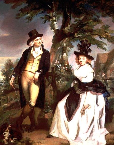 Ritratto di una signora seduta e suo marito in piedi da Henry (attr. to) Singleton