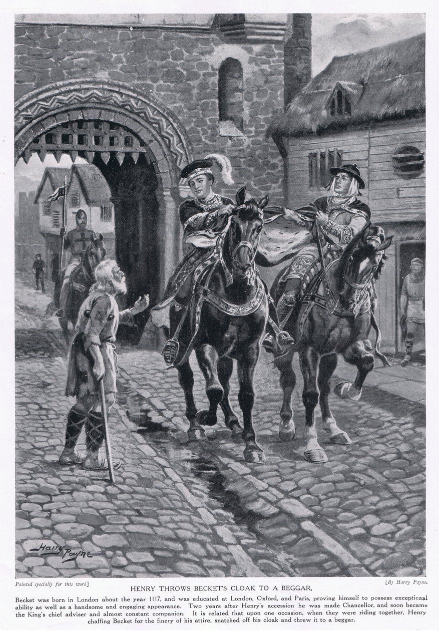 Enrico lancia il mantello di Becket a un mendicante AD1117, anni 1920 da Henry A. Payne