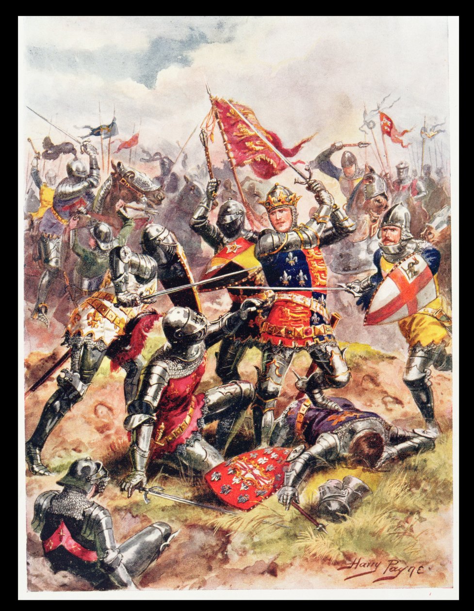 Re Enrico V (1387-1422) Combatte con Valore Eroico, illustrazione da 