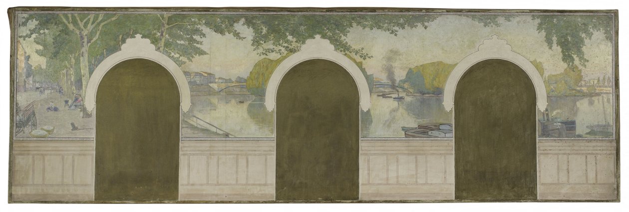 Schizzo per il municipio di Asnières: La Senna al ponte di Clichy da Henry Bouvet