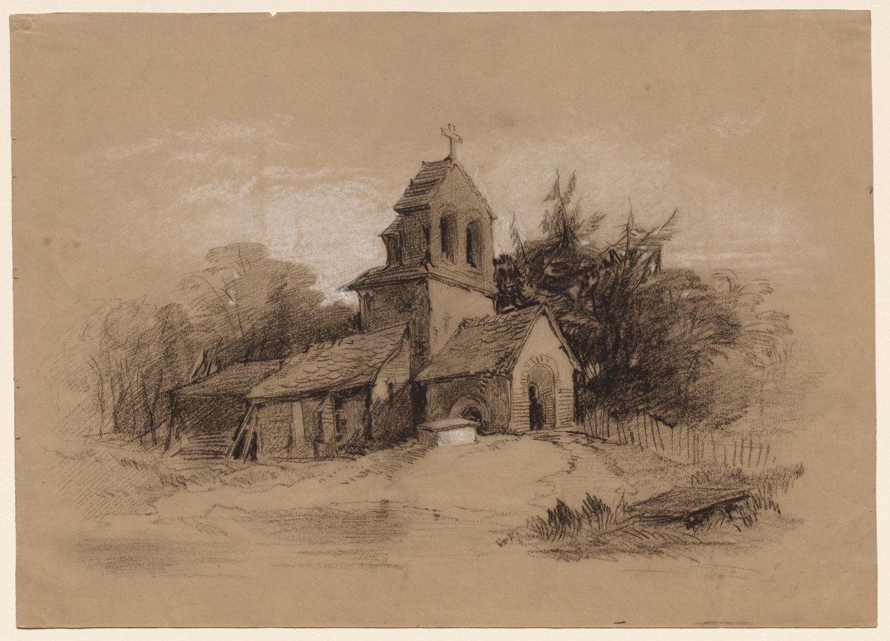 Chiesa in un paesaggio, 1800s da Henry Bright