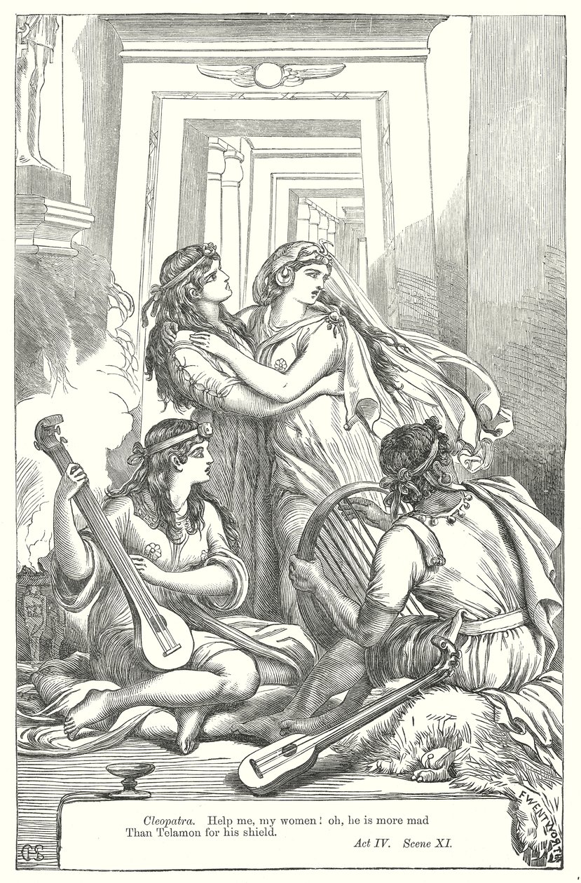 Antonio e Cleopatra (incisione) da Henry Courtney (after) Selous