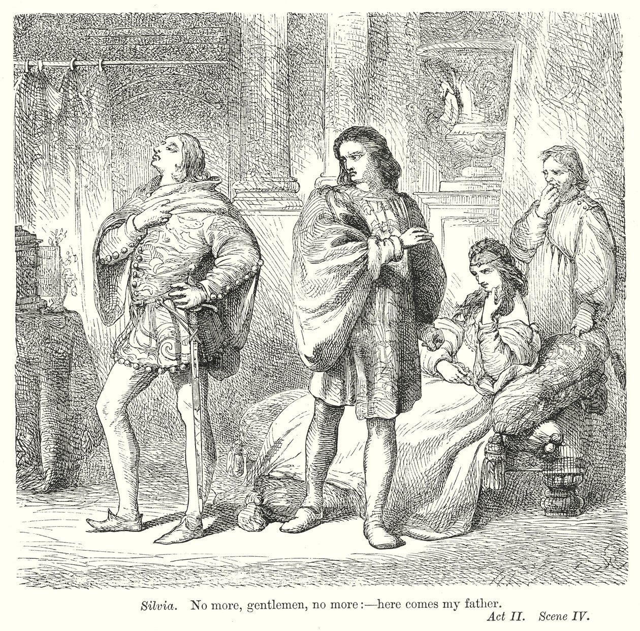 I due gentiluomini di Verona (incisione) da Henry Courtney (after) Selous