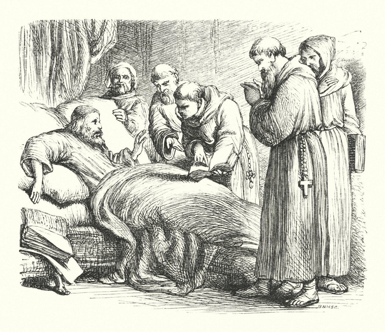 Wycliffe sul letto di morte da Henry Courtney (after) Selous