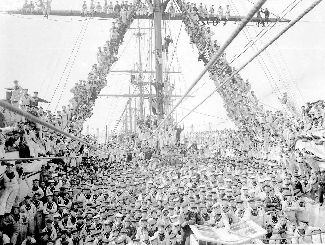 Ragazzi a Bordo della Nave Scuola HMS Impregnable a Plymouth, 1906 da Henry Crockett