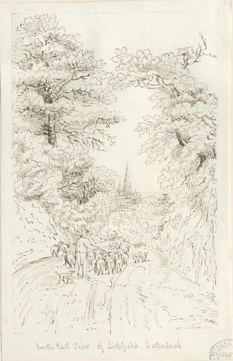 Cattedrale di Lichfield - Vista sud-est (distanza) da Henry Curzon Allport