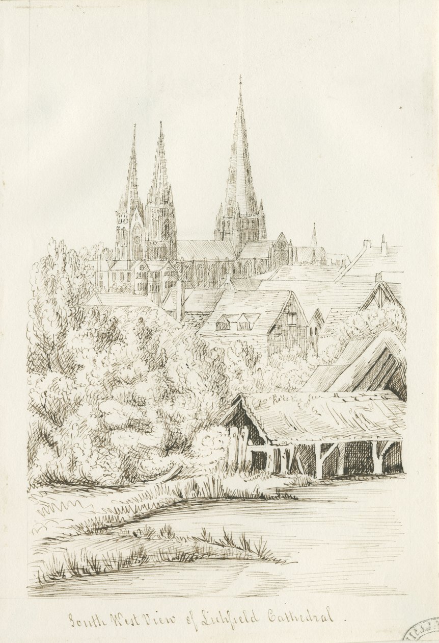 Cattedrale di Lichfield - Vista Sud-Ovest da Henry Curzon Allport