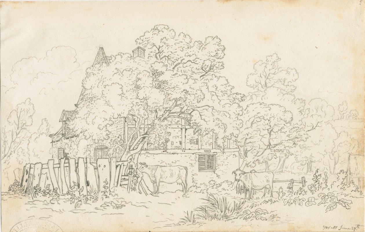 Yoxall - Vecchia fattoria: disegno a matita, nd [circa 1815] da Henry Curzon Allport