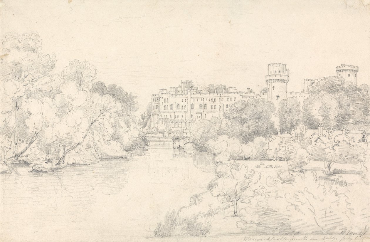 Castello di Warwick dal Nuovo Ponte da Henry Edridge