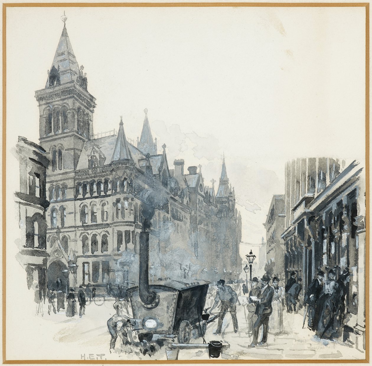 Costruzione di Corporation Road, Princess Street e Municipio da Henry Edward Tidmarsh