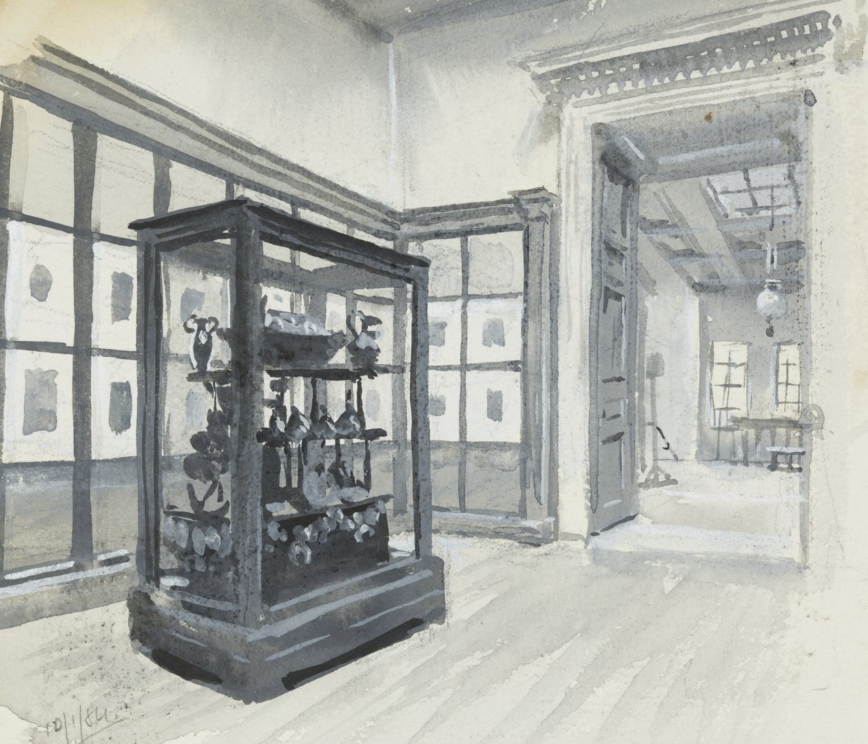 Vista interna del Museo Britannico che mostra la galleria delle incisioni da Henry Edward Tidmarsh