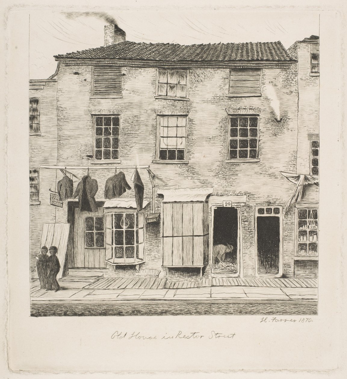Vecchia casa in Rector Street, da «Scene della vecchia New York» da Henry Farrer