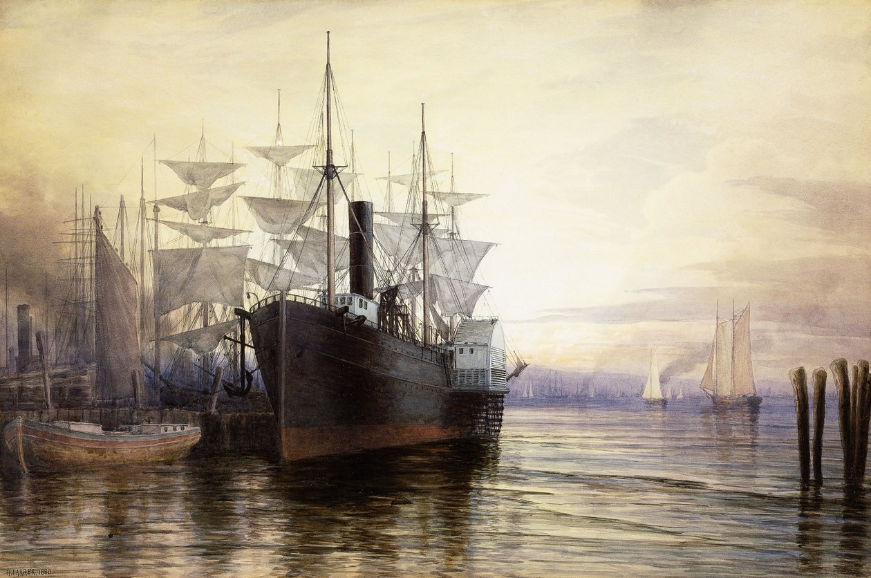 Tramonto, Porto di New York da Henry Farrer