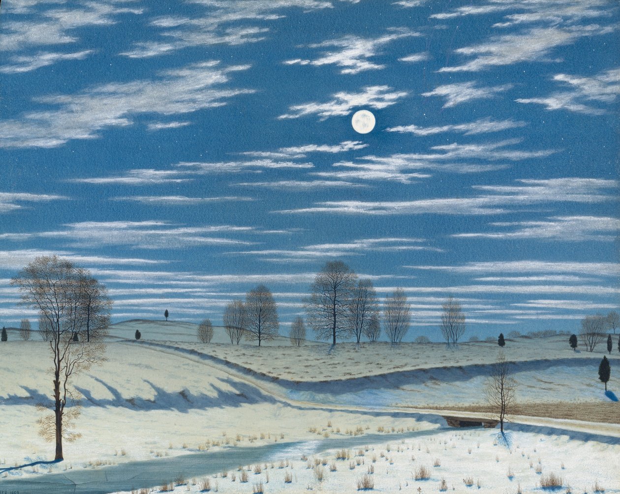 Scena invernale al chiaro di luna, 1869 da Henry Farrer