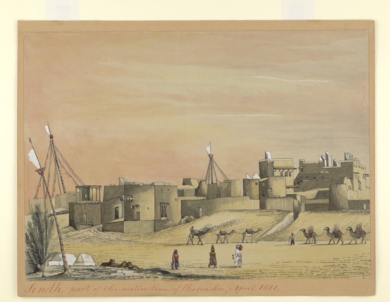 Parte della città nativa di Kurachee (Karachi), aprile 1851 da Henry Francis Ainslie
