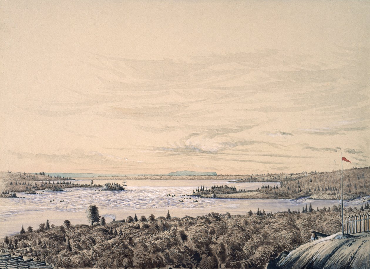 Sault de Ste. Marie tra i laghi Huron e Superior, 1842 da Henry Francis Ainslie