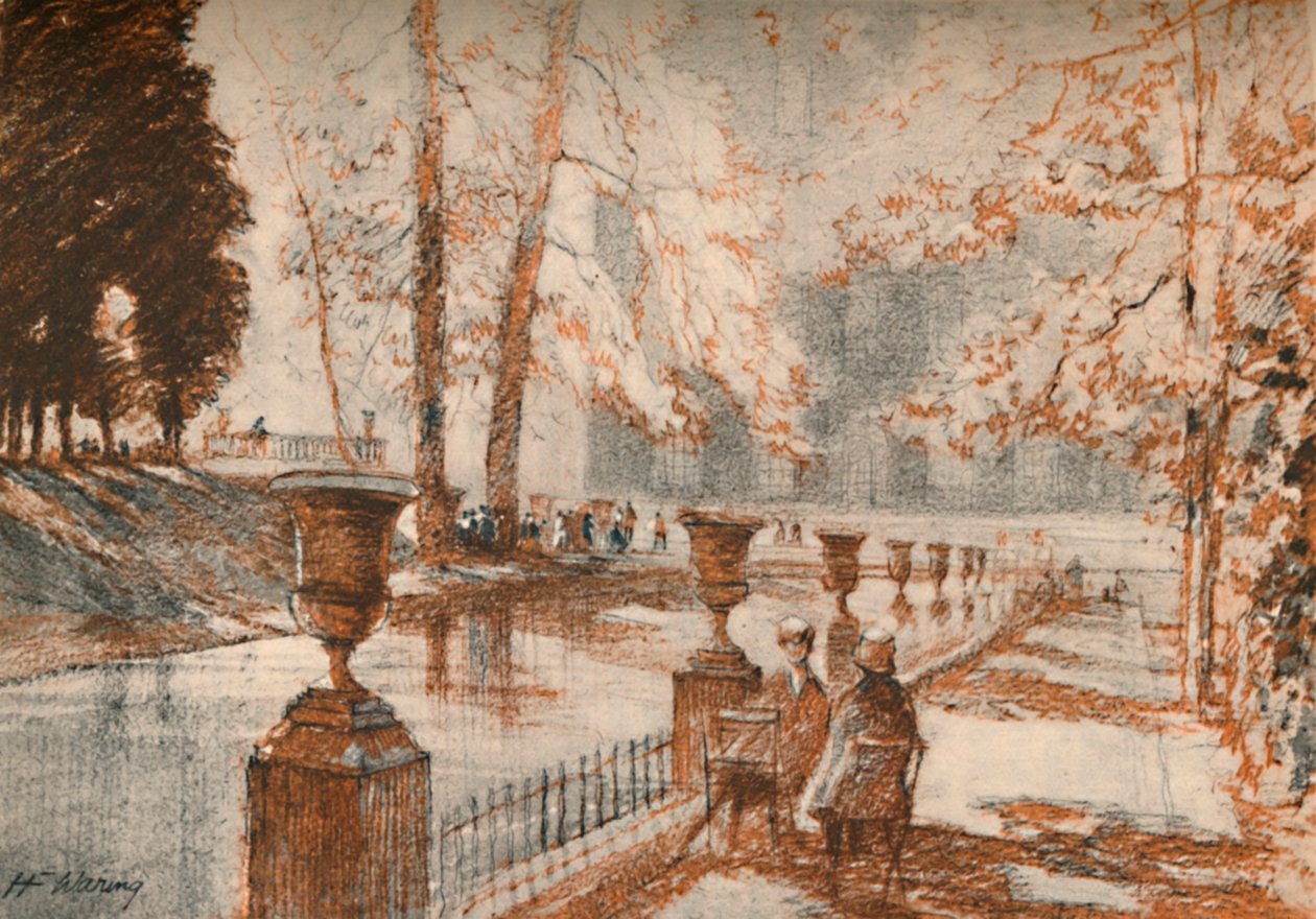 Il Lussemburgo Parigi ama gli alberi e i bambini, c. 1927, 1927 da Henry Franks Waring