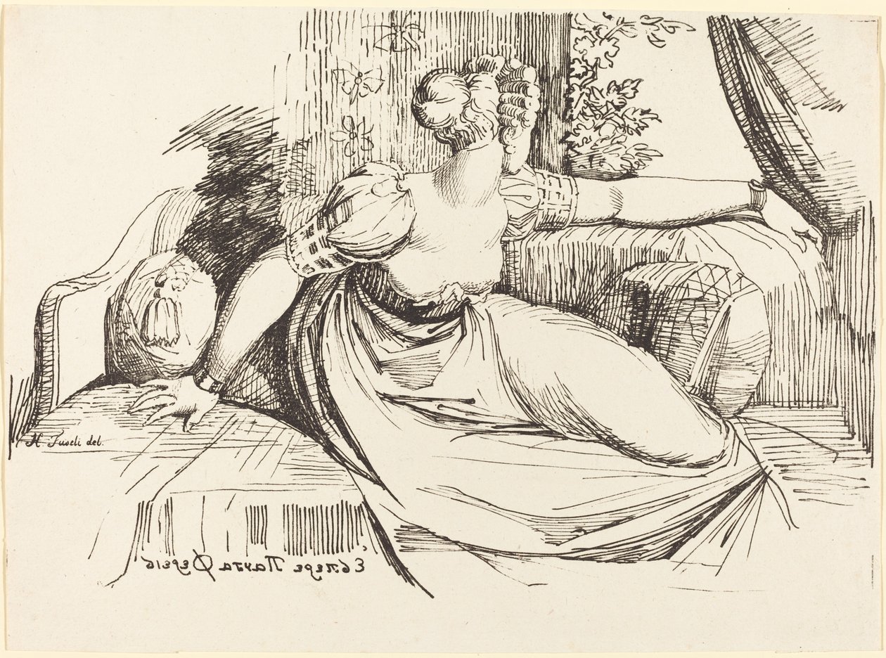 Una donna seduta vicino alla finestra da Johann Heinrich Füssli