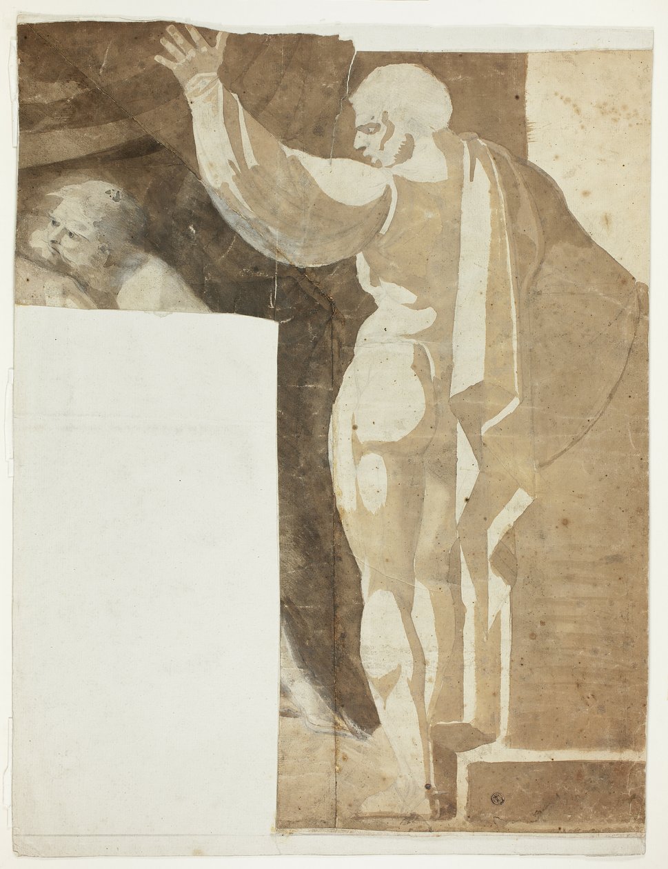 Figura maschile con braccio sinistro alzato vista da dietro, e frammento di vecchio da Johann Heinrich Füssli
