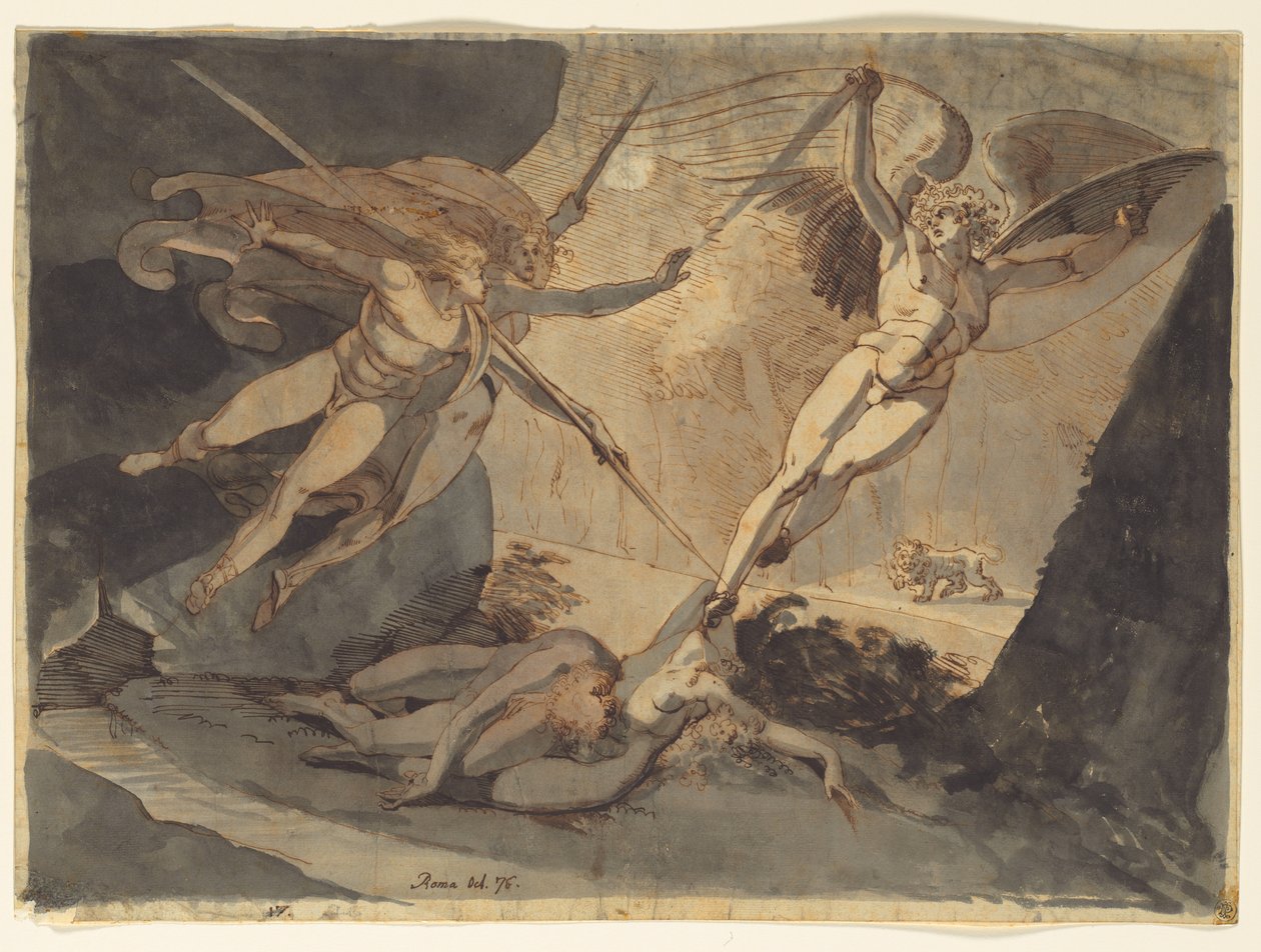 Satana si ritrae dal tocco della lancia di Ithuriel, 1776 da Johann Heinrich Füssli