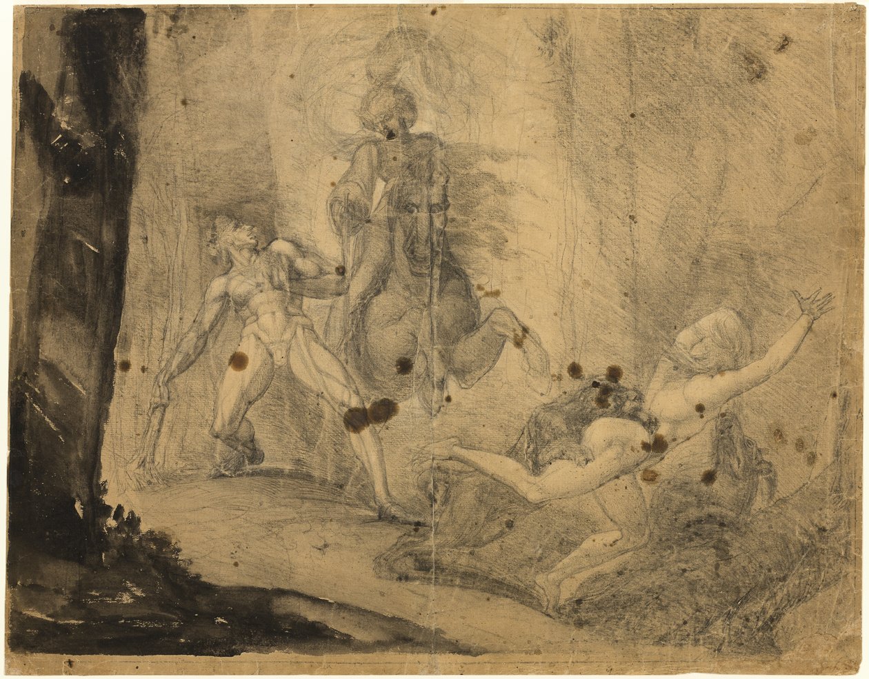 Teodoro incontra nel bosco lo spettro del suo antenato Guido Cavalcanti, che insegue con mastini la sua ex amante sprezzante da Johann Heinrich Füssli
