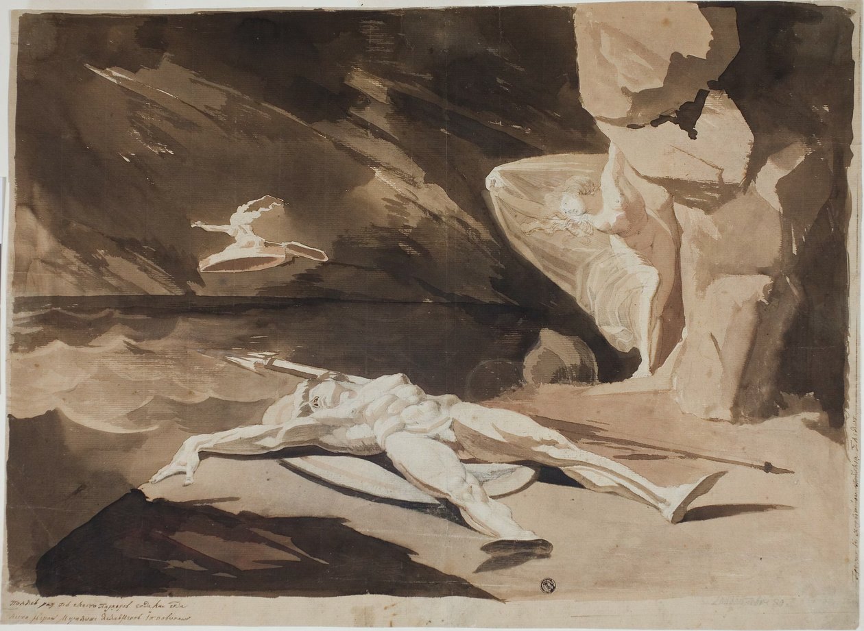 Teti piange il corpo di Achille da Johann Heinrich Füssli