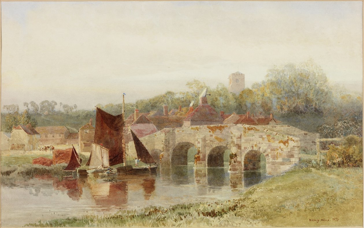 Villaggio con ponte da Henry George Hine