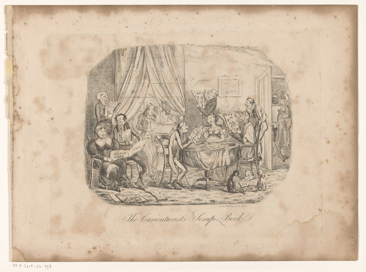 Interno con persone che guardano fogli da The Caricaturist