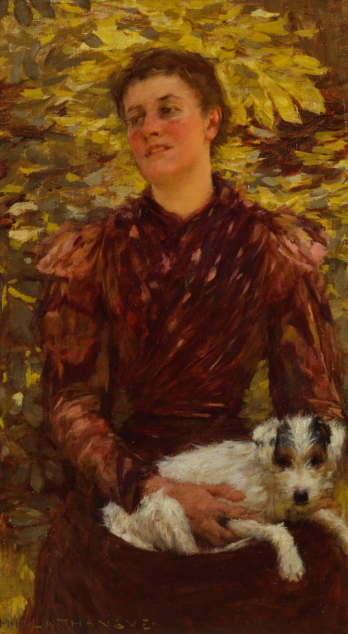 Giovane Ragazza con Cane da Henry Herbert La Thangue