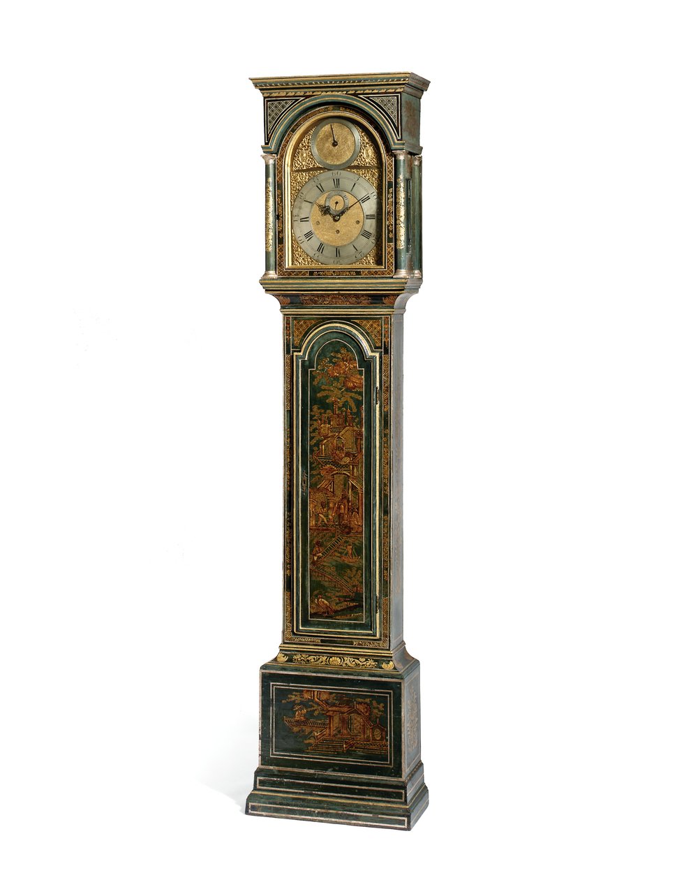 Orologio a pendolo George III blu Japanned, York, c.1760 da Henry Hindley