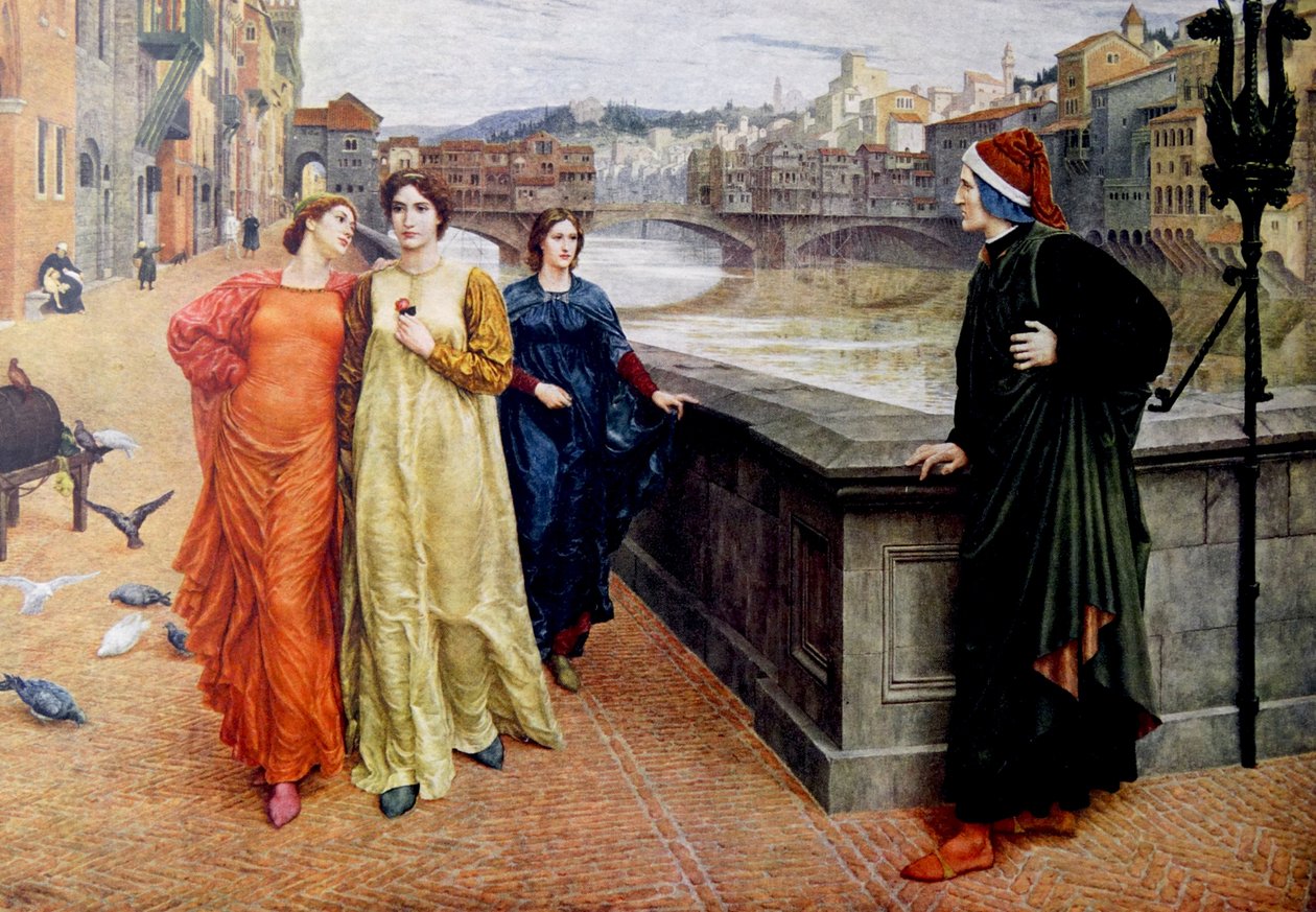 Dante Alighieri che incontra la sua musa Beatrice Portinari a Firenze da Henry Holiday
