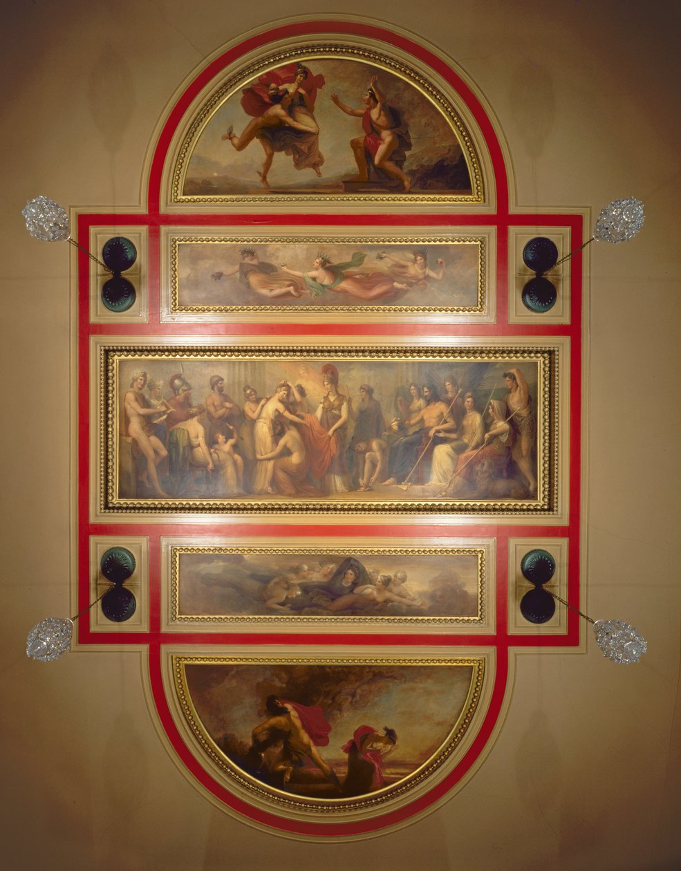 Soffitto nella biblioteca e sala da pranzo, raffigurante la leggenda di Pandora, c.1834 da Henry Howard