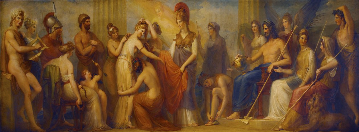 Pandora, a cui gli dei riuniti hanno donato tutti i loro doni, 1834 da Henry Howard