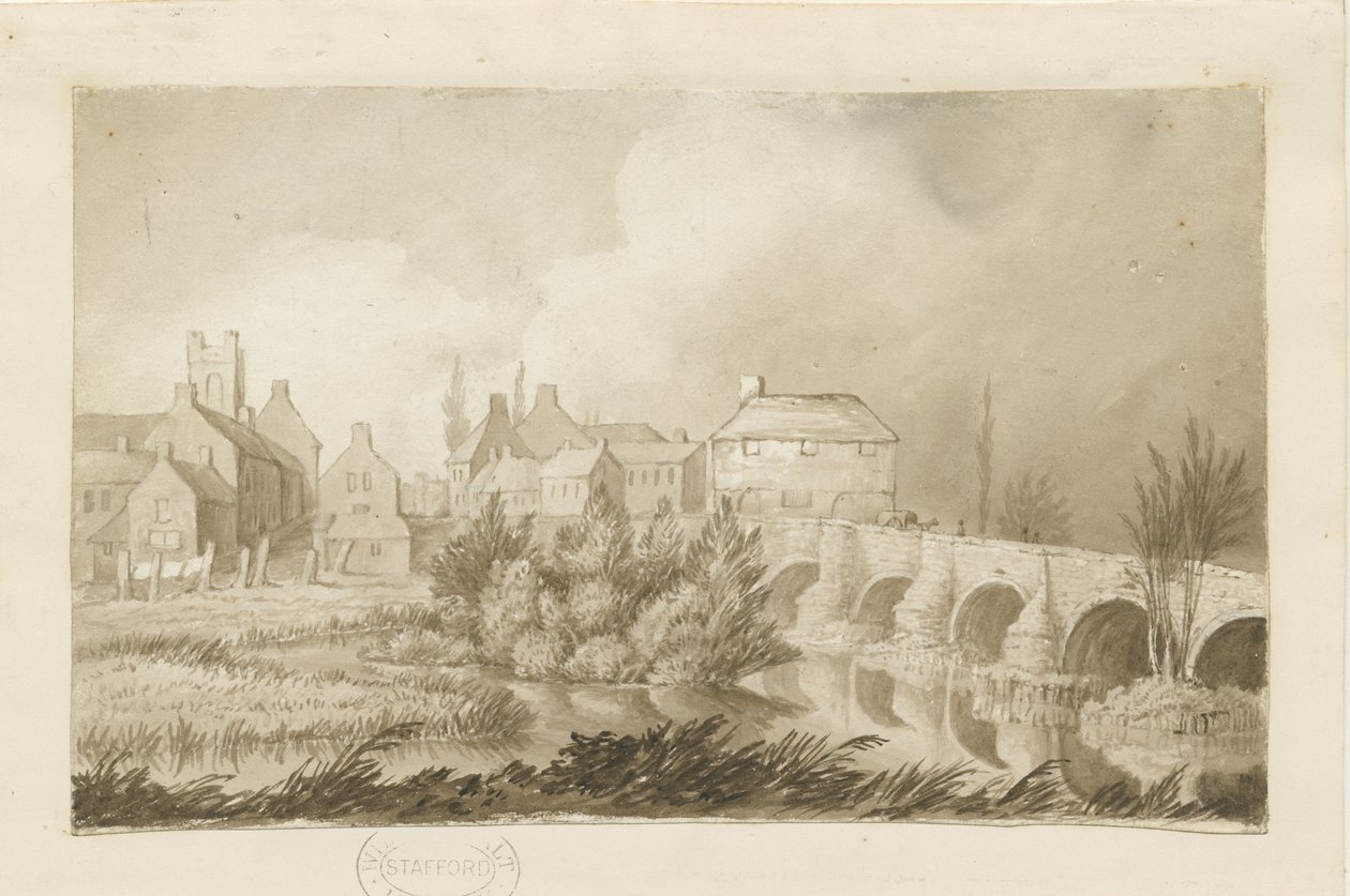 Burton-upon-Trent Bridge e città da Henry James Noyes