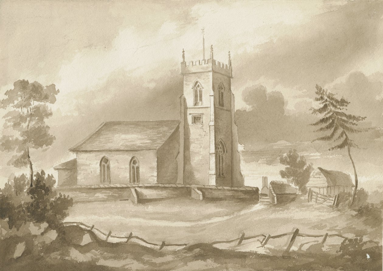 Chiesa di Codsall: disegno a seppia da Henry James Noyes